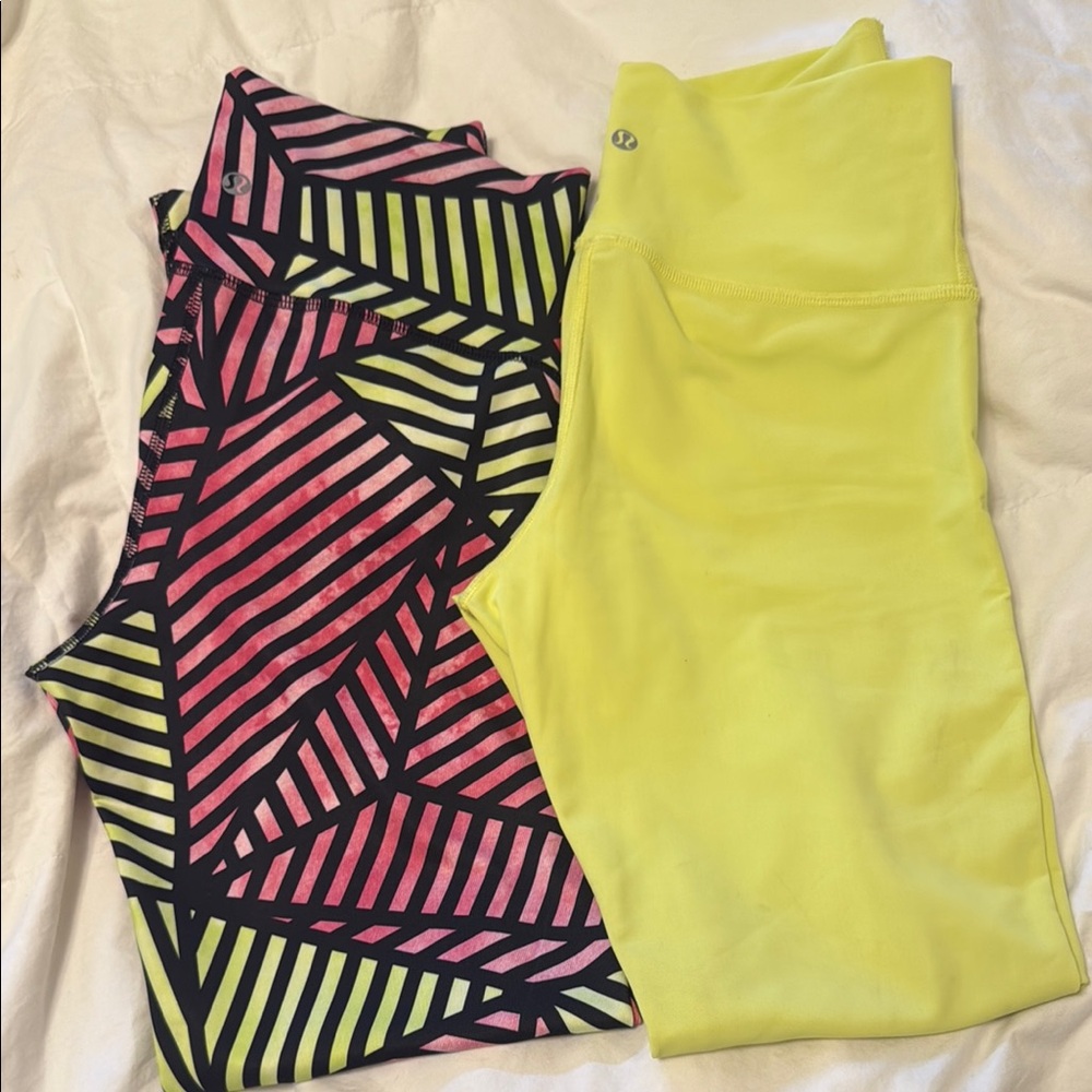 Lululemon Geometric Pink and Yellow Leggings
